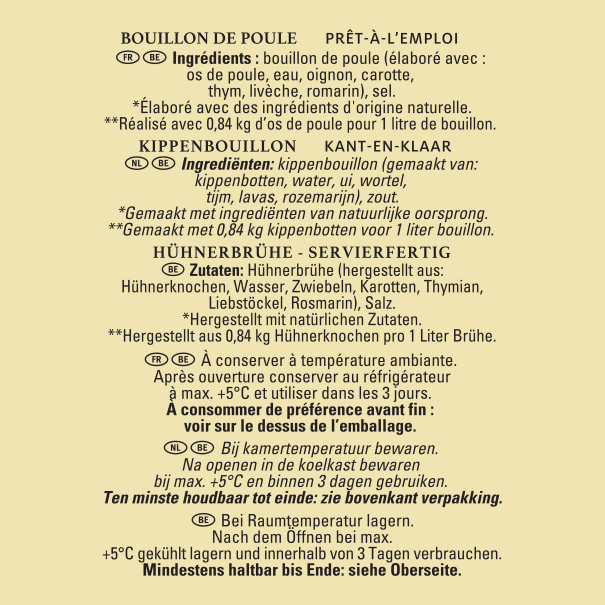 CHEF Bouillon de Poule Naturel Brique de 1L