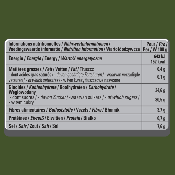 CHEF® Réduction de vin blanc Pot de 580 g Valeurs Nutritionnelles