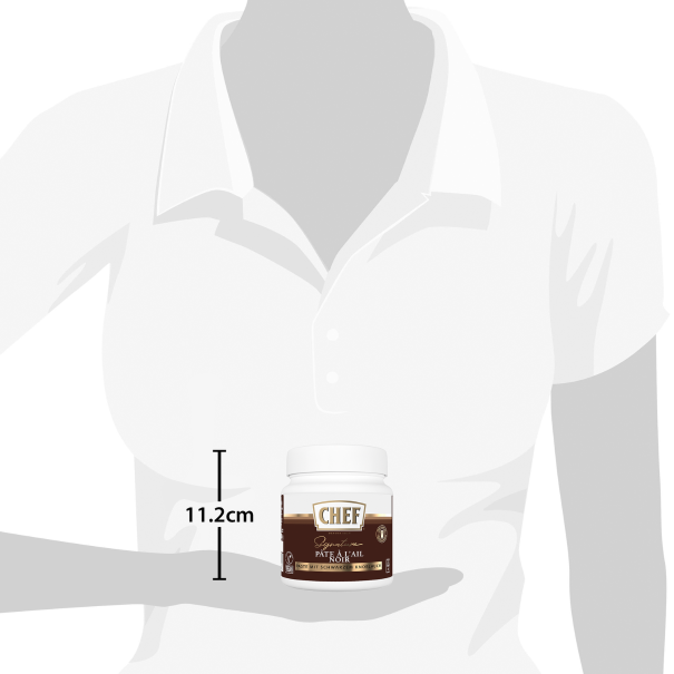 11.2 cm tall jar of Chef gourmet pâté.