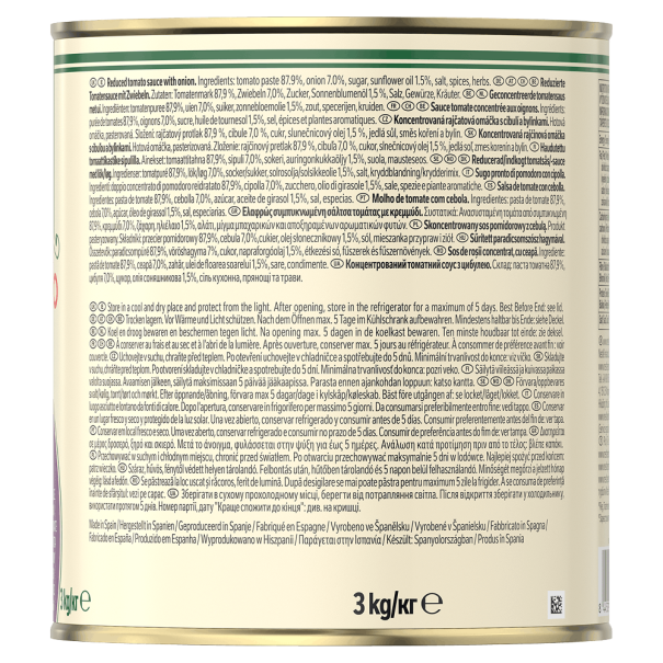 Étiquette ingrédients sauce Buitoni