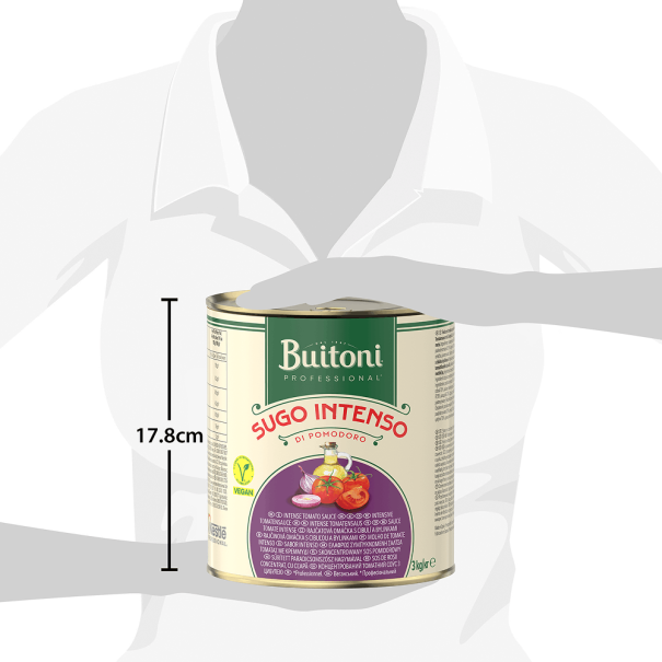Boîte Buitoni tenue pour montrer la taille