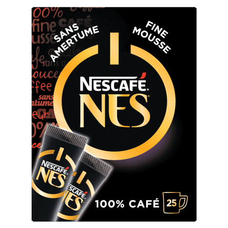 Pack of Nescafé NES coffee featuring the logo, stating "100% Café"