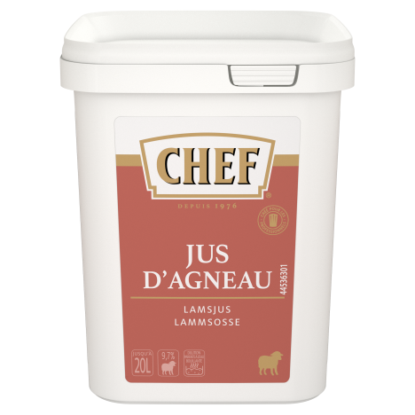Pot blanc de jus d’agneau CHEF, étiquette rouge