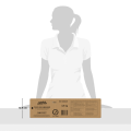 A person in a white polo shirt stands behind a brown box of Garden Gourmet tomato and cheese bakes, weighing 6.5 kg