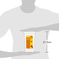 A person holds a white container labeled "Bouillon au Bœuf," measuring 21.5 cm, against a gray silhouette