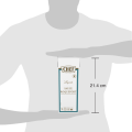 A person holding a 1L carton of Chef Roquefort sauce, measuring 21.4 cm in height, against a neutral background