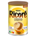 A cylindrical can of Nestlé Ricoré L'Original chicory and coffee, featuring a bright yellow design