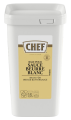 A white container labeled "CHEF Base Pour Sauce Beurre Blanc," indicating it's a base for white butter sauce.