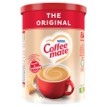 Container of Nestlé Coffee mate original coffee creamer with red cup of coffee and biscuit pieces on label.