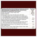 Nutritional information per 100g: 583 kcal, 39.6g fat (6.1g saturated), 51.4g carbs (46.4g sugars), 1.3g fiber, 4.7g protein,