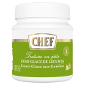 Jar of CHEF brand vegetable demi-glace paste with green label and white lid, bilingual French and German text.