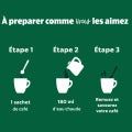 Three-step guide for preparing Starbucks Cappuccino instant coffee sachet