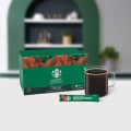 Starbucks Premium Instant Medium Roast coffee sticks with brewed black coffee