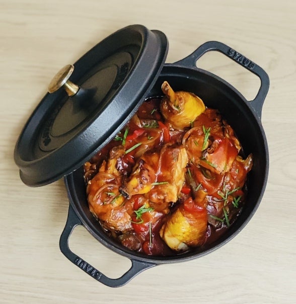 Cocotte de poulet fermier Basquaise